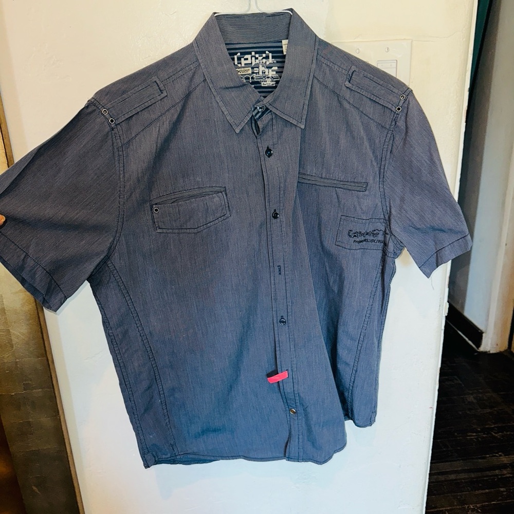 Casual Blue Button-Down Shirt for Men